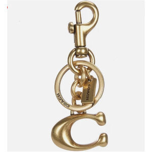Coach Signature C Bag Charm Key Chain In Brass/Gold 1635 NWT